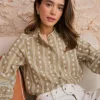 Blusa Bordados Flores Elle