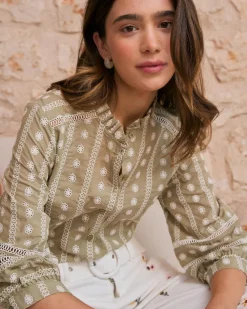 Blusa Bordados Flores Elle