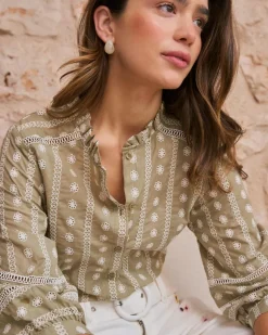 Blusa Bordados Flores Elle