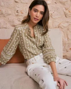 Blusa Bordados Flores Elle