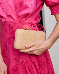Bolso Rafia Flor Dorada