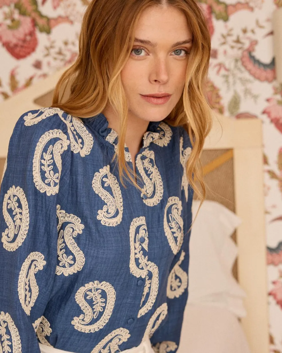 Camisa Bordado Paisley Helia