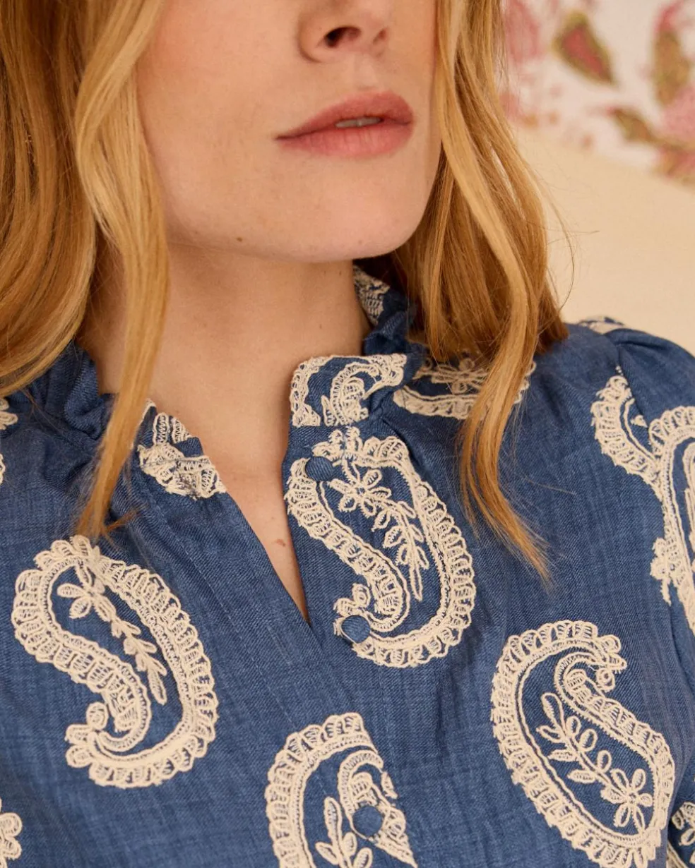 Camisa Bordado Paisley Helia