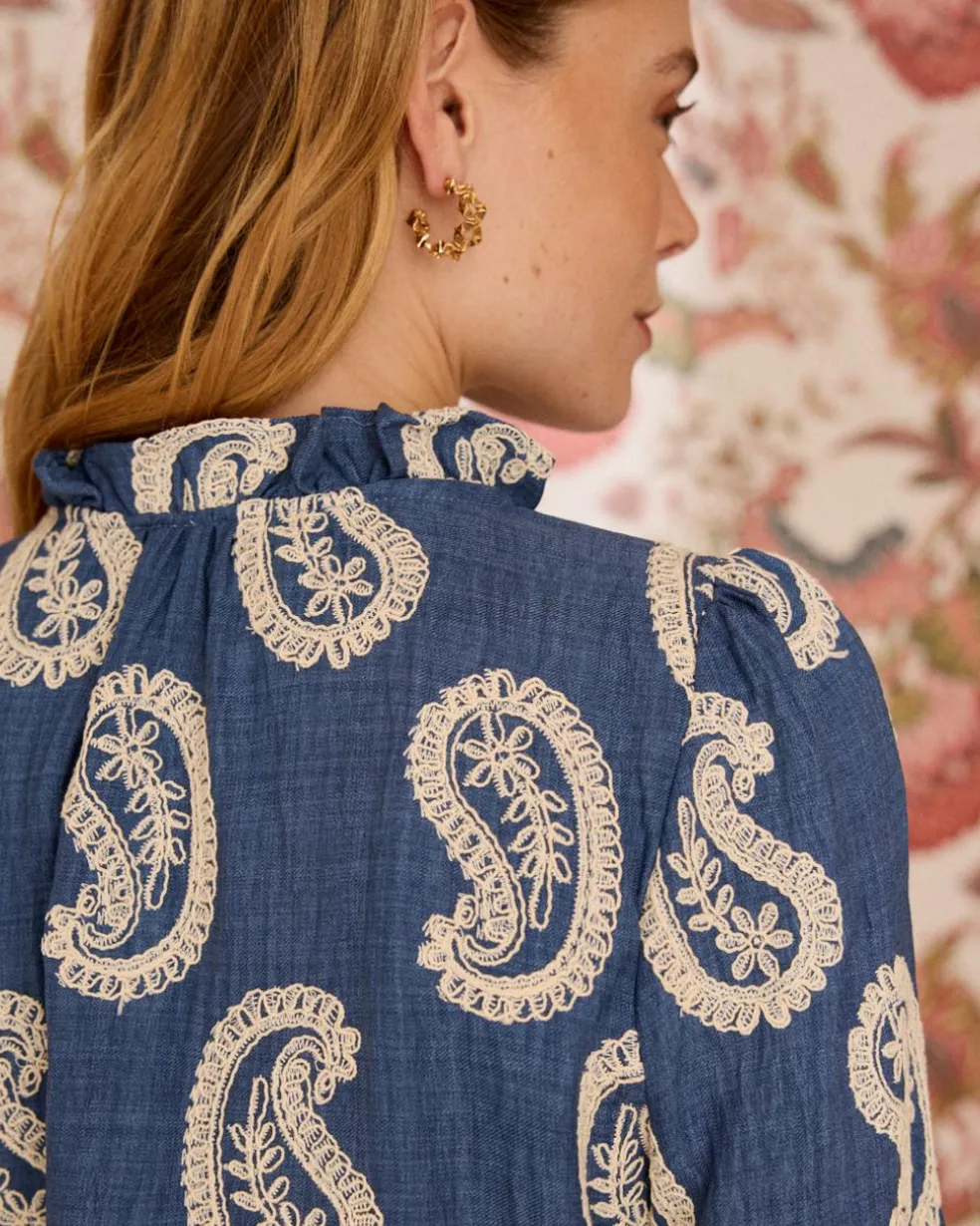 Camisa Bordado Paisley Helia