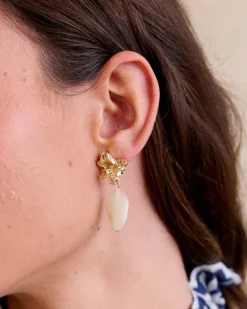 Pendiente Piedra Blanco Amiens