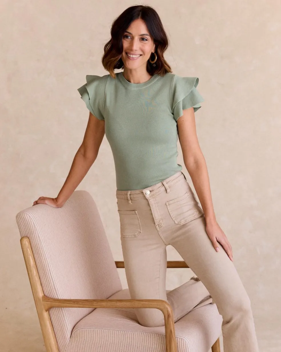 Top Volante Punto Eucalipto