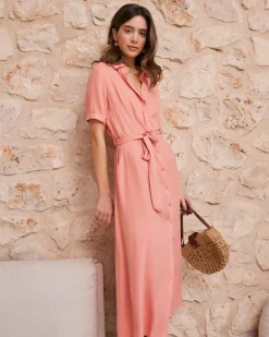 Vestido Camisero Coral